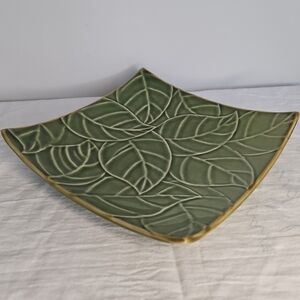 Green Leaves Square Serving Platter Entry Dish × Tea Leaves Collection 11"